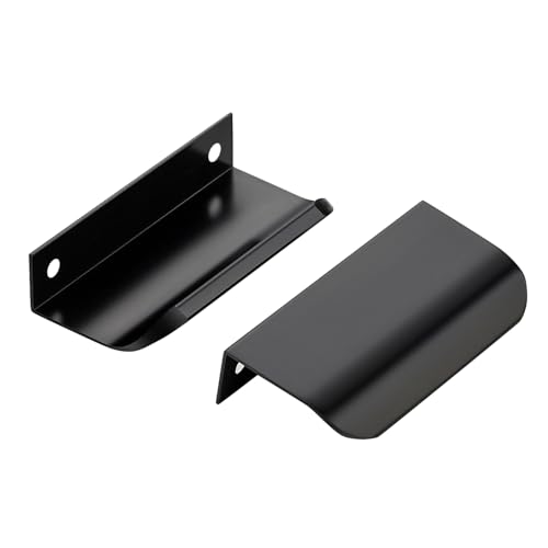 Matte Black Cabinet Handles Finger Edge Pulls 3.15 Inch CC 10 Pack - color: Matte Black, size: 80mm/3.15" Overall Length