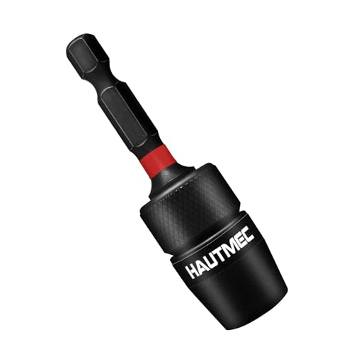HAUTMEC Quick Release Impact Drill Bit Holder, Universal 1/4" Hex Screwdriver Bit Holder Extension, Shock Absorption & Stability, Solid Alloy Steel, One-Touch Quick Change – HT0162 - size: 1-Pack Quick Release Bit Holder
