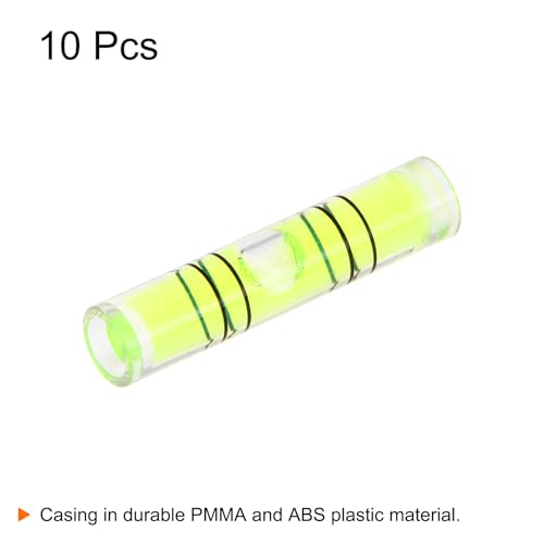 HARFINGTON 10pcs Small Cylindrical Bubble Level Vials 6.3x29mm PMMA Mini Horizontal Bubble Spirit Level Measuring Layout Tools for RV TV Picture Frame Hanging Tool Leveler - size: 6.3x29mm