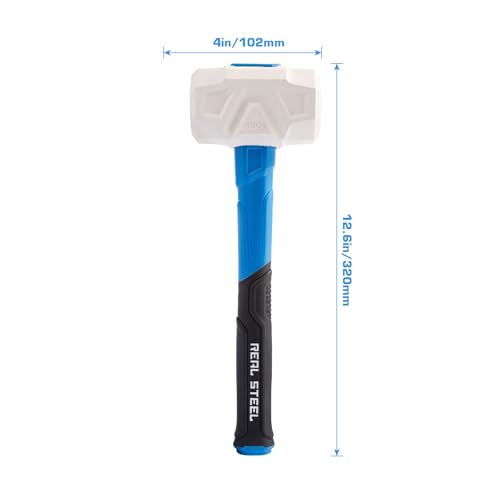 Real Steel Rubber Mallet Hammer 16 OZ White Rubber Hammer with Solid Head, Double-faced Mallets for Flooring, Woodworking, Camping, Automotive 0319 - size: 16 Oz
