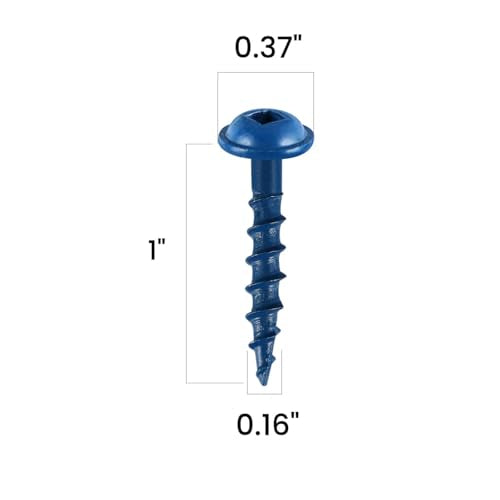 Pocket Hole Screws 1 Inch, 300Pcs, Anti-Rust Blue Coated Pocket Screws #8 x 1, Exterior Wood Screws, Coarse Thread, Washer Head Square Drive, Self-Tapping Tip, with Drive Bit - size: #8 x 1"