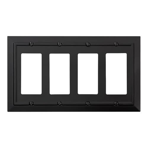 Classic Architecture Wall Plates,Light Switch covers, Electrical Outlet Covers, Duplex receptacle wall plates,Mid Size Bamboo Fiber Material Switch plates Matte Black (4 Gang Decorator 1PK) - style: 4 Gang Decorator 1PK