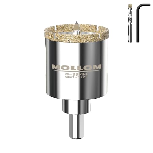 MOLLOM 1-1/2" (38mm) Diamond Hole Saw with 2 Pilot Drill Bit - size: 38mm | 1-1/2", style: Single Pack