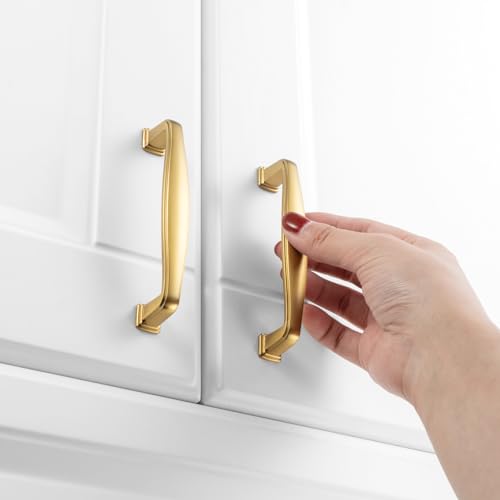 KOOFIZO 10 Pack 3-3/4 in Brushed Gold Cabinet Pull, Gold Drawer Handle 1817 - color: Brushed Gold, size: 3-3/4" CC - 10Pcs