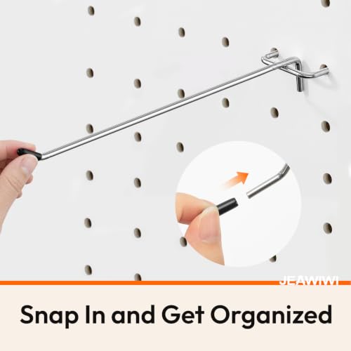 JEAWIWI 30 Pcs Metal Pegboard Hooks, 12 Inch, Fit 1/5 in Peg Board - size: 12in 30pcs