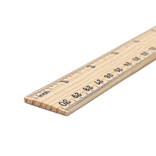 25 Pack Wooden Ruler 12 Inch Rulers Bulk Wood Measuring Ruler Office Ruler 2 Scale - color: 25 pieces-12inch