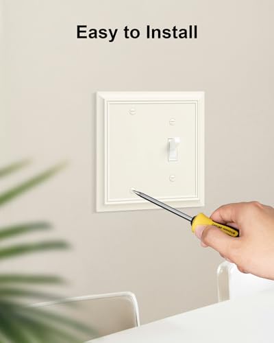 2-Pack Natural Bamboo Fiber Combo Blank/Toggle Light Switch Cover Plate - color: Light Almond, size: 1 Blank/1 Toggle 2PK
