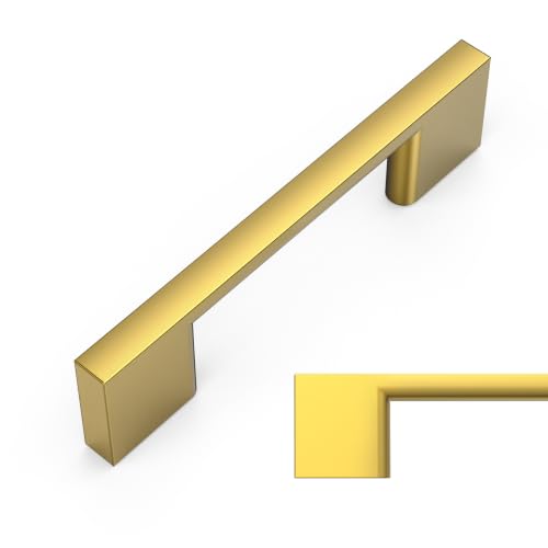 Amerdeco 10 Pack Heavy Duty Solid Zinc Alloy Vibrant Brushed Moderne Brass Cabinet Pulls 3" - color: Brushed Moderne Brass, size: 3" hole center