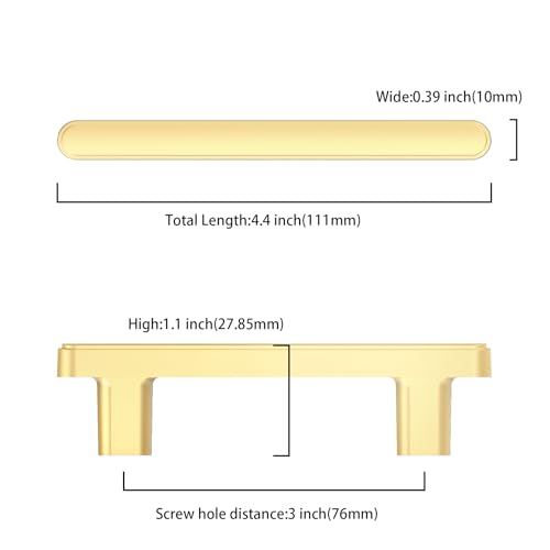 Asidrama 10 Pack 3 Inch(76mm) Brushed Gold Kitchen Cabinet Handles, Cabinet Pulls Kitchen Cabinet Hardware for Cupboard Drawer Pulls 2244 - color: Brushed Gold, size: 3" Hole Center, style: 10 Pack
