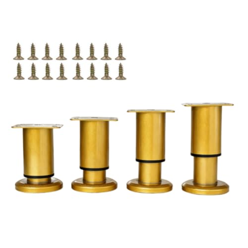 4Pcs Brass Adjustable 3.1-4.7 Inch Metal Furniture Legs for Cabinet Sofa - color: Brass, size: 3.1"- 4.7"-Set of 4