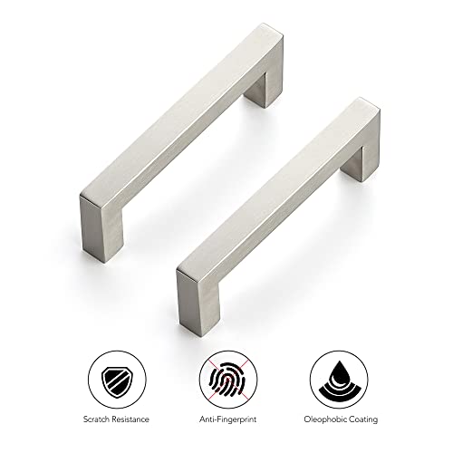 Ravinte Brushed Nickel Square Cabinet Handles & Pulls 4 Inch 10 Pack - size: 4-1/2 in (4 in Hole Center)