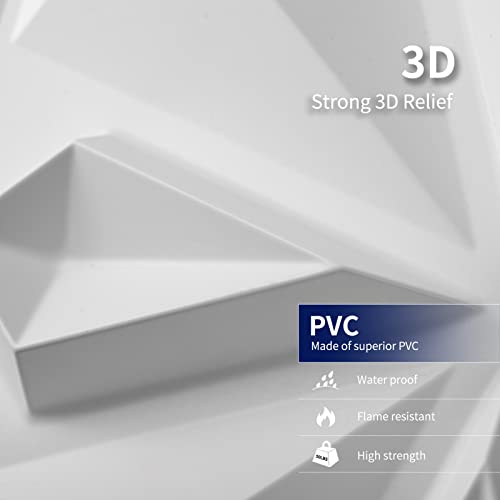 Art3dwallpanels 33 Pack 3D Wall Panels, White PVC | Modern Raised 3D Wall Tiles, Waterproof Fireproof, 33 Sheets Large Pack, Easy DIY Mount for Residential Commercial Wall - color: New White