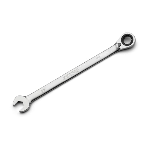 Capri Tools 11 mm 120-Tooth Ultra-Smooth Reversible Ratcheting Combination Wrench, XL Long Series, Metric, 12-Point - size: 11 mm