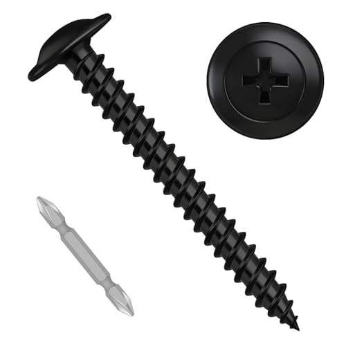 #10 x 2 Truss Head Fast Self Tapping Screws, Alloy Steel Wood Screws, Black Finish, Full Thread, Screwdriver Bit Included, 50 PCS - color: Black, size: #10 x 2"