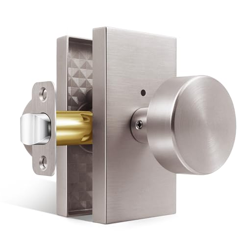 Brushed Satin Nickel Door Knobs Privacy Door Knobs Interior with Lock - color: Brushed Nickel