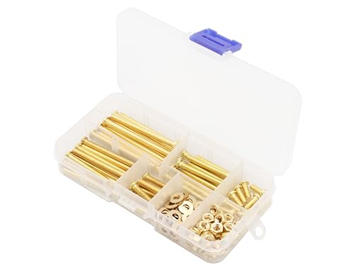 LBY 160pcs Machine Screws Assortment Kit, M4 Phillips Pan Head Bolts, 5 Sizes (with Nuts and Flat Washers), Copper (Yellow) - size: M4