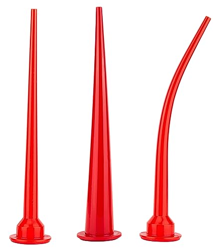 3 Pack Red Caulking Nozzle for Sausage Caulk Gun, Reusable Epoxy Replacement Extension Applicator Cap