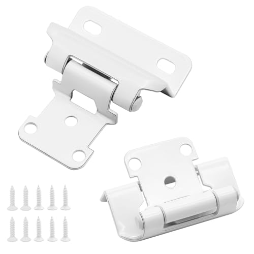 50 Pack (25 Pairs) 1/2 Inch Partial Overlay Cabinet Hinges White Self Close - color: White, size: 50 Pack (25 Pairs)
