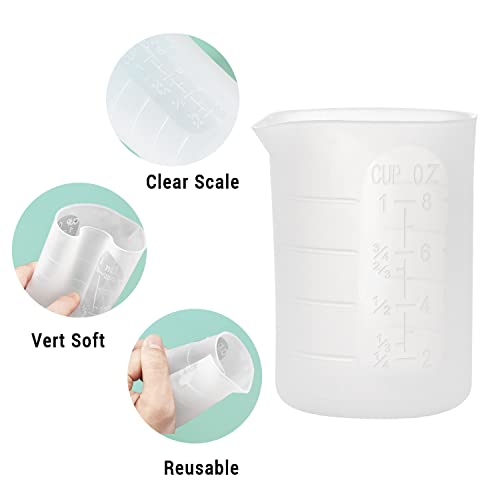 Gartful 9PCS Silicone Mixing Cups Set, Resin Casting Tool Kit, DIY Craft Set for Epoxy, 1pcs 700ml Oversize Measuring Cup, 1pcs 250ml Large and 3pcs 100ml Reusable Measurements Cups, 4pcs Mixing Cups - size: Large-700ml*1+250ml*1+100ml*3+mini size*4