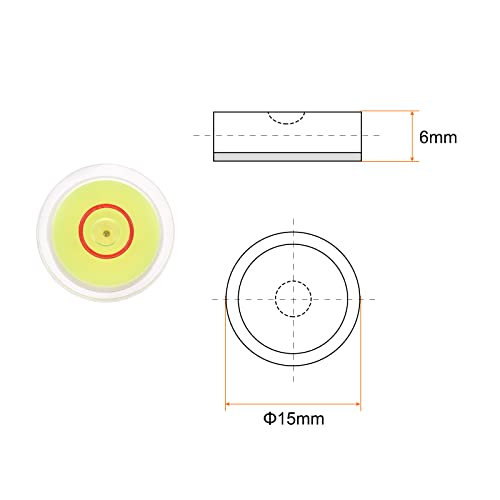HARFINGTON 3pcs Round Bubble Level 15x6mm Mini Circular Bullseye Spirit Levels for Leveling Camera Tripod Telescope Workshop Turntable Pictures Frame, Yellow - color: Yellow (Red Circle), size: 15x6mm
