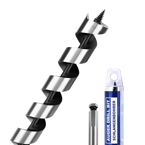 1-1/8" X 23.6" Auger Bit for Wood, 28x600mm Extra Long Auger Drill Bit | 3/8" Hex Shank,for Hard Wood,Ship, Composite Materials, Drywall and DIY Projects - size: 1-1/8" (28mm)diameter, style: 23.6 inch / 600mm Length