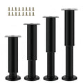4Pcs Black Adjustable 9.64-16.6 Inch Metal Furniture Legs for Cabinet Sofa - color: Black, size: 9.64"-16.6"-Set of 4