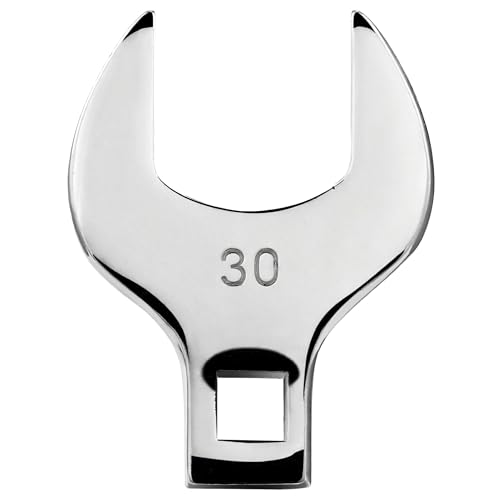 1/2'' Full Polish Drive Jumbo Crowfoot Wrench, Open End Wrench, Metric, 30mm, CR-V Steel, Tools for Mechanics Maintenance or Repairs, Access Fasteners in Tight Spaces Work Hard-To-Reach Areas - size: METRIC-30mm
