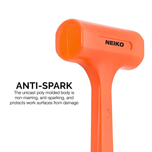 NEIKO 02847A 2 LB Dead Blow Hammer, Neon Orange | Unibody Molded | Checkered Grip | Spark and Rebound Resistant - size: 2 Pound, style: Dead Blow