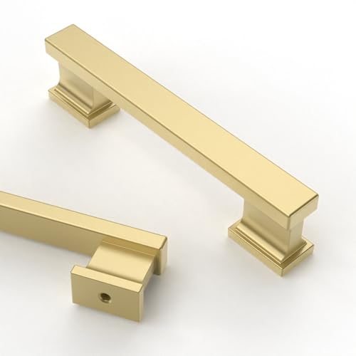 Asidrama 10 Pack 3.75 Inch(96mm) Brushed Gold Kitchen Cabinet Handles, Cabinet Pulls Kitchen Cabinet Hardware for Cupboard Drawer Pulls - color: Brushed Gold, size: 3.75" Hole Center, style: 10 Pack