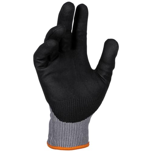 KLEIN TOOLS 60586 Work Gloves, Knit Dipped Cut Resistant ANSI A2 Nitrile Coated Gloves, HPPE Fabric, Touchscreen Capable, X- Large, 2-Pair - size: X-Large