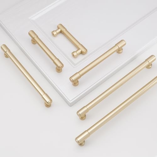 10 Pack 5 Inch(128mm) Kitchen Cabinet Handles Brushed Gold Cabinet Pulls Drawer Pulls Solid Cabinet Hardware - color: Brushed Gold, size: 5'' Hole Center(128mm)
