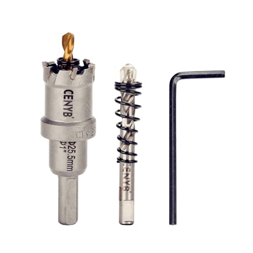 1" (25.5mm) Tungsten Carbide Tipped Hole Saw with 2Pcs Titanium-Plated Pilot Drill Bits for Hard Metal,Stainless Steel,Iron,Aluminum Alloy,Wood and Plastic - size: 25.5mm | 1"
