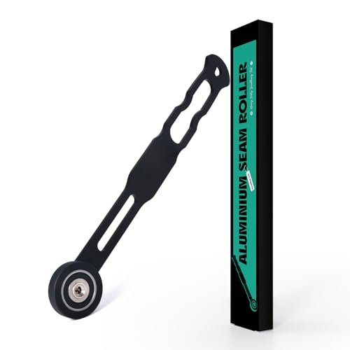 FOSHIO Aluminium Long Handle Seam Roller Detailing Tool, Heavy Duty Smoothing Tool Rubber Penny Roller for Roofing Tape, Vinyl Wrap, Window Film, and Wallpaper Installation