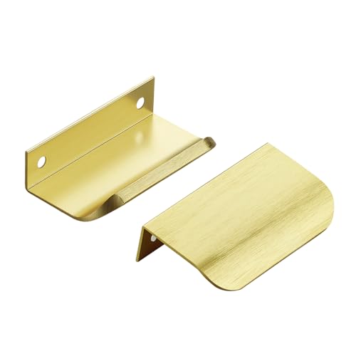 Ravinte Hardware Gold Cabinet Handles Finger Edge Pulls 3 Inch CC 10 Pack - color: Gold, size: 76mm/3" Overall Length
