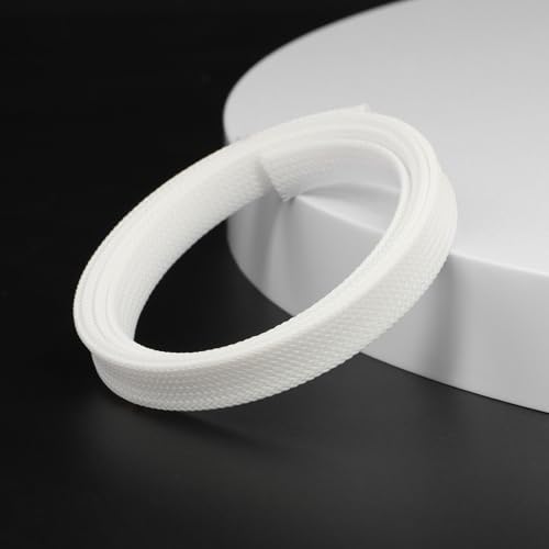 25ft PET Expandable Braided Cable Sleeve 1/4inch(6mm) Pet Braided Cable Sleeve for Audio Video Device Wire Automotive Wire (White) - color: White, size: 6mm"(1/4 inch)