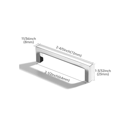 khtumeware 10 Pack 2-1/2 inch(64mm) Hole Center Polished Chrome Cabinet Pulls Solid Heavy-Duty Square Cabinet Handles Drawer Pulls Kitchen Cabinet Hardware Kitchen Handle - color: Polished Chrome, size: 2-1/2 inch(64mm) hole center