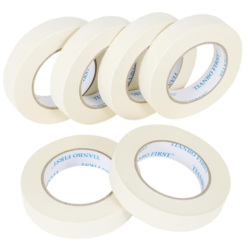 Beige White Masking Tape, 0.94 Inch Wide x 60 Yards, 6 Rolls - size: 0.94 Inch x 60 Yards