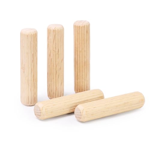 3/8" x 1-3/4" Wooden Dowel Pins, FoDau770 Fluted Wood Dowel Rods, Natural Beech Wood Dowel Pegs for Crafts, Woodworking, DIY Furniture - 200 Pieces - size: 3/8" x 1-3/4"