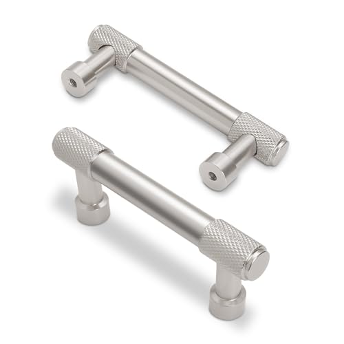10 Pack 3Inch(76mm) Brushed Satin Nickel Kitchen Cabinet Handles Knurled Cabinet Pulls Sliver Drawer Pulls Cabinet Hardware Kitchen Handles Drawer Pulls Dresser Handles - color: Brushed Satin Nickel, size: 3" Hole Center