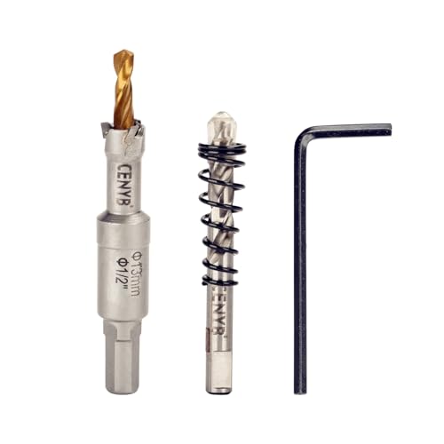 1/2" (13mm) Tungsten Carbide Tipped Hole Saw with 2Pcs Titanium-Plated Pilot Drill Bits for Hard Metal,Stainless Steel,Iron,Aluminum Alloy,Wood and Plastic - size: 13mm | 1/2"