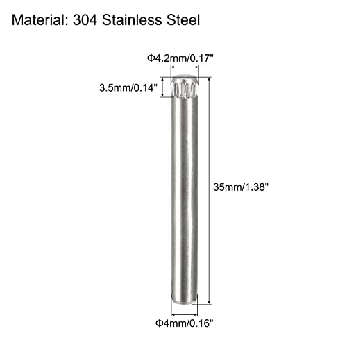 uxcell 4x35mm 304 Stainless Steel Dowel Pins, 50Pcs Knurled Head Flat Chamfered End Dowel Pin, Wood Bunk Bed Shelf Pegs Support Shelves Fasten Elements - size: 4x35mm