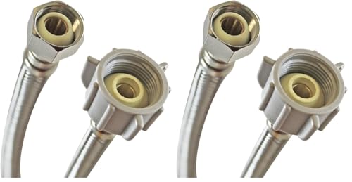 Fluidmaster B3T16 Toilet Connector, Braided Stainless Steel - 1/2 Female Compression Thread x 7/8 Ballcock Thread, 16-Inch Length (Pack of 2) - size: 1 Count (Pack of 2)