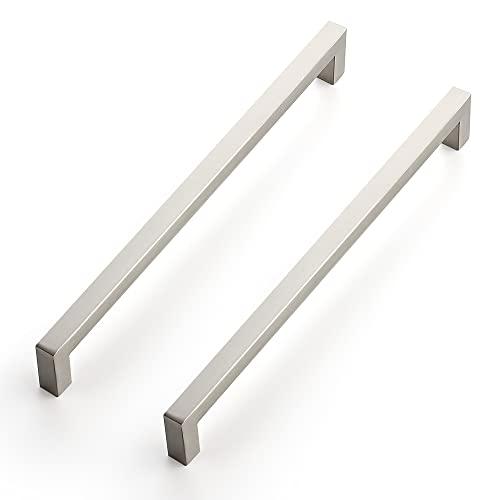 Ravinte Brushed Nickel Square Cabinet Handles & Pulls 10 Inch 10 Pack - size: 10-1/2 in (10 in Hole Center)
