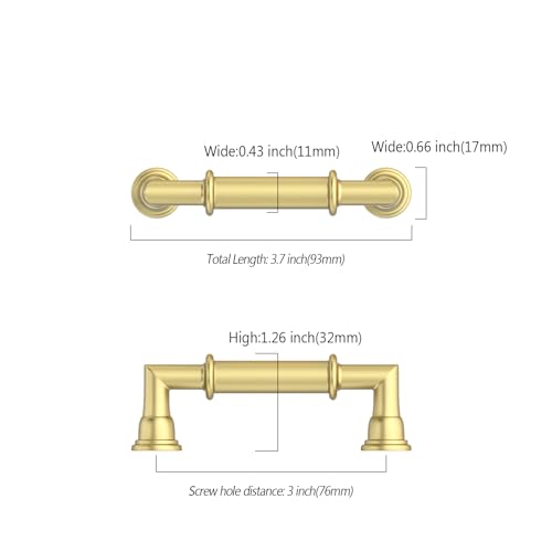 Asidrama 10 Pack 3 Inch(76mm) Brushed Gold Kitchen Cabinet Handles, Cabinet Pulls Kitchen Cabinet Hardware for Cupboard Drawer Pulls 2281 - color: Brushed Gold, size: 3" Hole Center