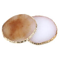 2 Pcs Resin Nail Art Palette Set, Gold Edge, Coffee & White - color: Coffee, White