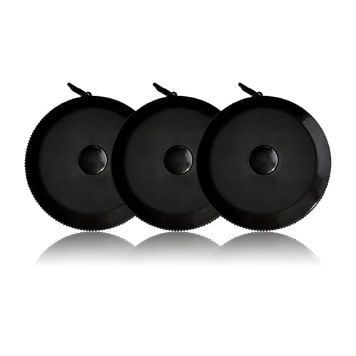 GDMINLO 3 Pack Tape Measure Measuring Tape for Body Fabric Sewing Tailor Cloth Knitting Craft Weight Loss Measurements Retractable, Small Push ButtonDouble Scales Rulers 60-inch 1.5 Meter (Black)