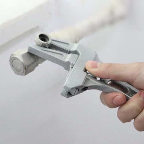 Arc Short Handle Large Opening Bath Wrench, Detachable Plumbing Pipe Adjustable Spanner, Multi-Function Socket and Pipe Wrench Tool, Grey - color: Gray