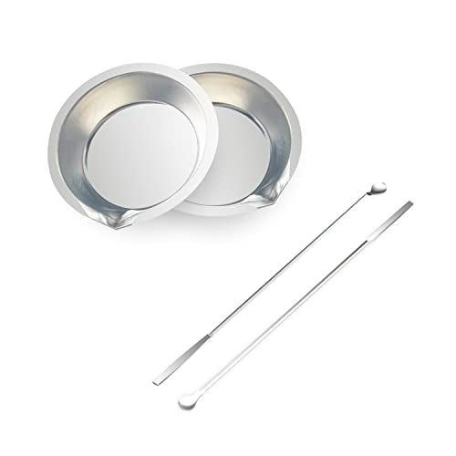 Paint Stirrer and Tray Set (2 Pieces) - Stainless Steel Model Paint Mixer Tool with Double-Ended Spoon & Spatula - Small Metal Palette for Airbrush, Miniature & Hobby Building
