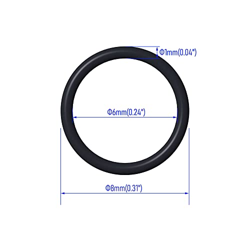 50 PCS Nitrile Rubber O Ring 8mm OD 6mm ID 1mm Width, Metric Buna-N NBR Sealing Gasket Plumbing, Gas, Automotive and Faucet Repair, Resist Oil and Heat O-Rings, Black - size: 8x6x1mm