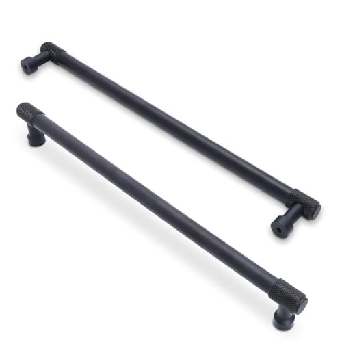 10 Pack 12-3/5 inch(320mm) Matte Black Kitchen Cabinet Handles Knurled Cabinet Pulls Black Drawer Pulls Kitchen Cabinet Hardware Dresser Handles - color: Matte Black, size: 12-3/5" Hole Center